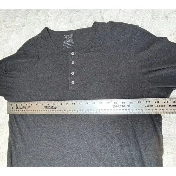 Vince Men's 100% Pima Cotton Long Sleeve Henley Shirt XXL Heather Gray Pullover